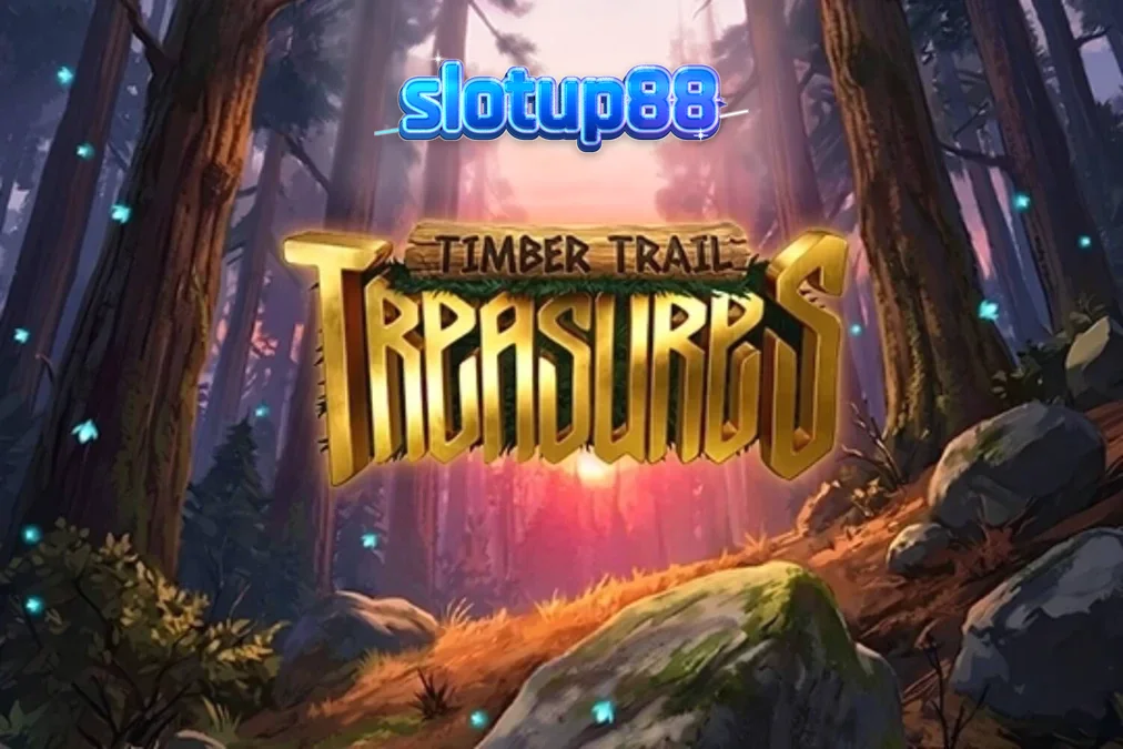 Pemandangan hutan mistis dengan simbol kayu dan hewan liar dalam slot Timber Trail Treasures